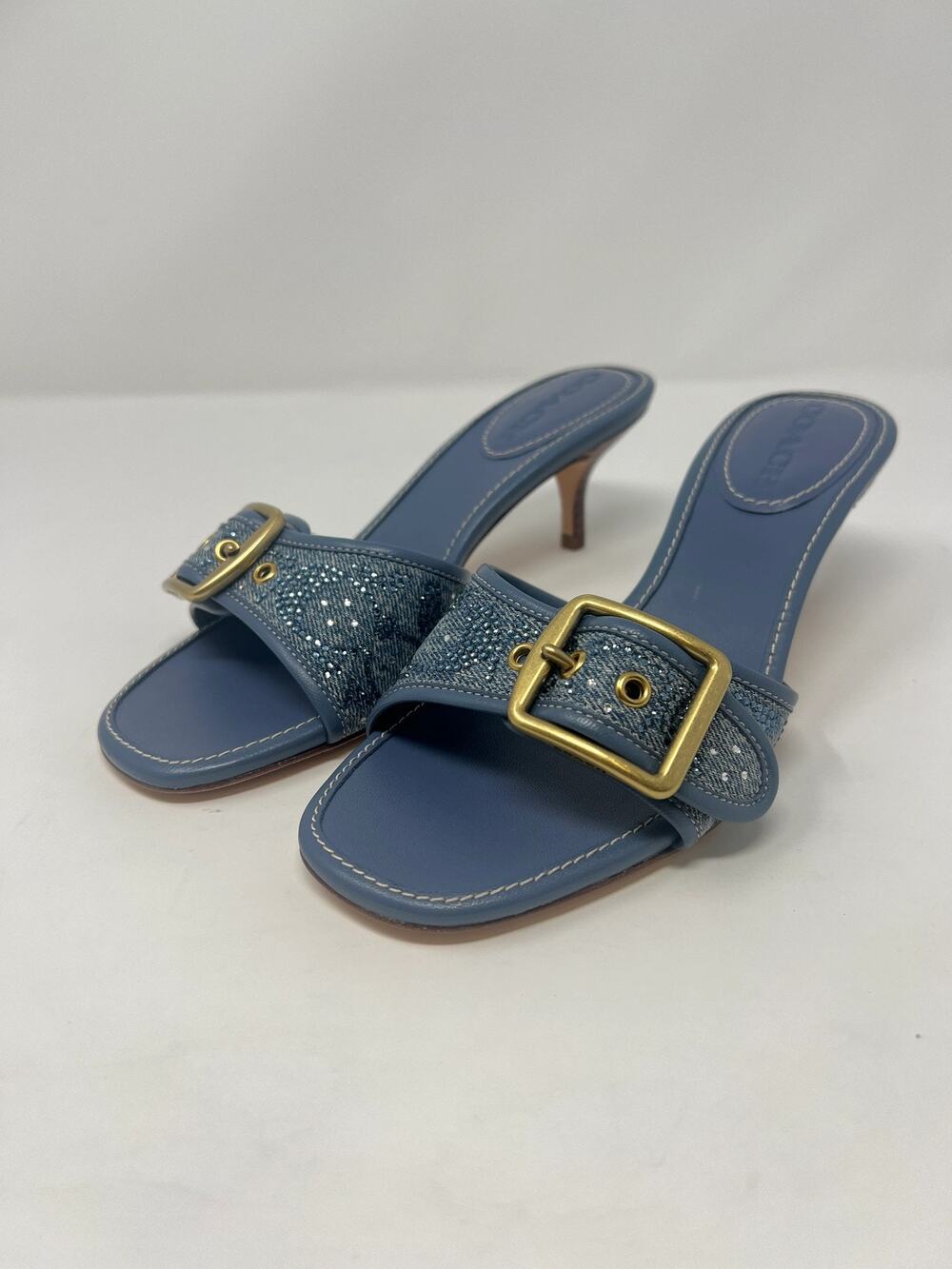 COACH Women's 6B Margot Crystal Navy Signature Jacquard Shoes